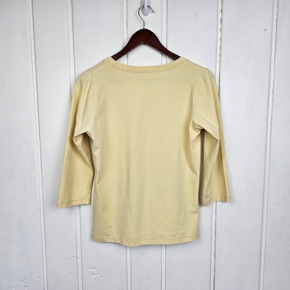 Patagonia Yellow Organic Cotton V Neck 3/4 Sleeve Basic Top Women's Medium - Picture 7 of 10